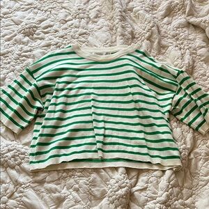 Altar'd State Green and White Striped Tee